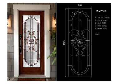 Klasyczne termicznie / dźwiękoszczelne drzwi Arkusze ze szkła artystycznego z czarnym chromem