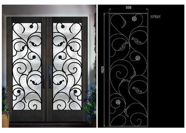 Naturalne oświetlenie Eleganckie drzwi inkrustowane Kute szkło dla budowania ręcznie kute godne